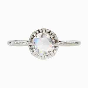 18K White Gold Solitaire Ring with Rose-Cut Diamond, 1920s