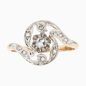 Bague en Or Jaune 18 Carat avec Diamant Taille Rose, 1900s