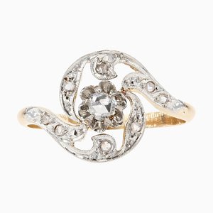 French Ring in 18 Karat Yellow Gold with Rose-Cut Diamond, 1900s