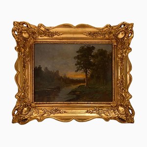K. Rosen, Summer Landscape, 19th-Century, Oil on Canvas, Framed