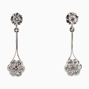 White Gold Earrings with Diamonds, Set of 2