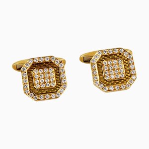Gemelli Chopard in oro con guilloché e diamanti, set di 2