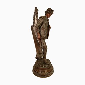 Figurine de Musicien en Bronze, 19ème Siècle