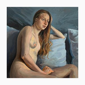 Agnieszka Staak-Janczarska, Nudo con cuscino, 2021, Olio su cartone