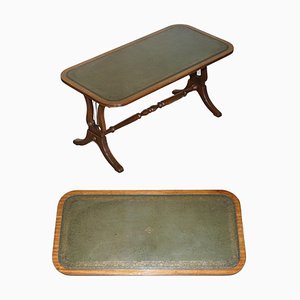 Table Basse Bevan Funnell de Taille Moyenne en Cuir Vert et Acajou