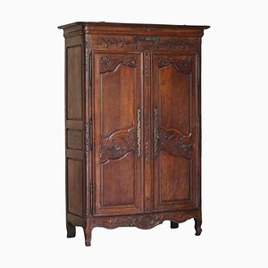 Large Antique Carved Wardrobe Armoire with Expertly Crafted Panels, 1844