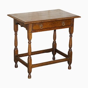 Antique English Oak Jointed Lowboy Side Table with Single Drawer, 1700s