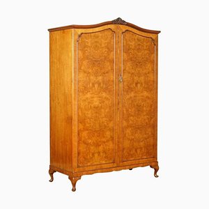 Double Wardrobe in Carved Burr Walnut by Alfred Cox, 1930s