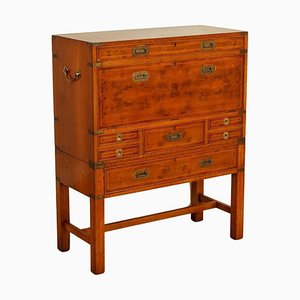 Military Campaign Chest of Drawers in Burr Yew Wood