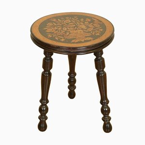 Dutch Lacquered Marquetry Stool or Side Table