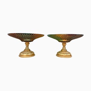 20th Century Color Glass Tazze, Set of 2