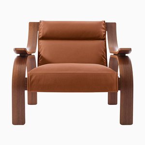 Butaca Woodline de cuero de Marco Zanuso para Cassina