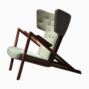 Wood and Fabric Grasshopper Armchair by Finn Juhl for Design M