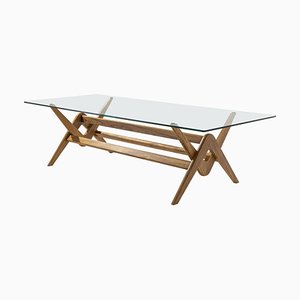 Wood and Glass 056 Capitol Complex Table by Pierre Jeanneret for Cassina