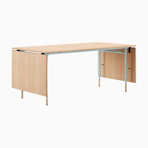 Lino and Wood Nyhavn Dining Table with Two Drop Leaves by Finn Juhl for Design M