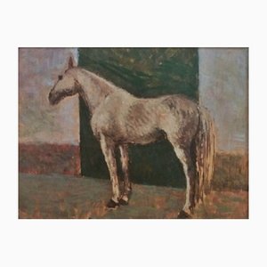 Giovanni Malesci, Cavallo bianco, 1945, olio su legno