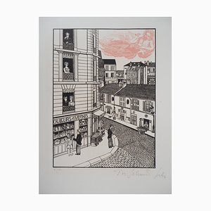 Théo Schmied, Paris: Le Génie de la Rue Hallé, 1928, Holzschnitt