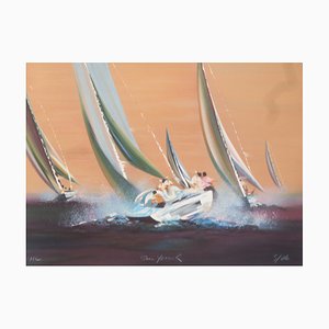 Victor Spahn, Sails and Ocher Sky, 1998, Lithograph