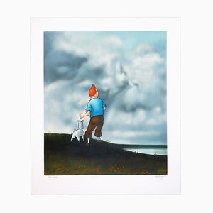 Ole Kofoed Ahlberg, Tintin in the Land of the Clouds, 2018, Lithograph