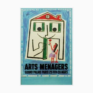 Poster litografico originale di Francis Bernard, Arts Ménagers Grand Palais, 1960