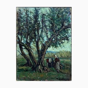 Giuseppe Comparini, The Olive Harvest, 1969, Oil on Canvas
