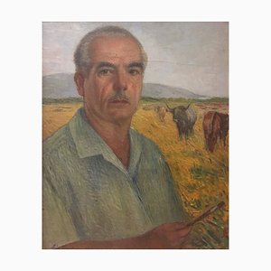 Giovanni Malesci, Autorretrato, 1950, Óleo sobre contrachapado