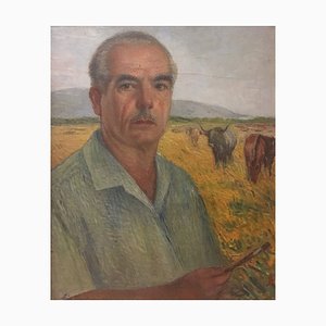 Giovanni Malesci, Self-Portrait, 1950, Oil on Plywood