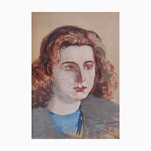 Giovanni Malesci, Girl, 1950s, Oil on Cardboard