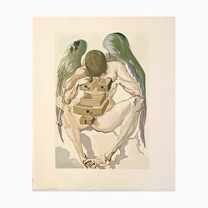 Salvador Dali, La Divine Comédie, Purgatory 01, L'angel Falu, Grabado original