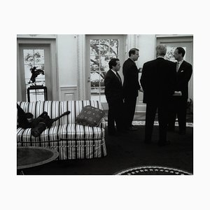 Christopher Morris, Buddy on Couch at the White House With Gore and Clinton, Film Photograph