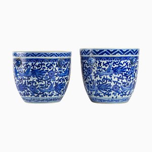 Maceteros vintage de porcelana, China, siglo XX. Juego de 2
