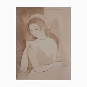 Marie Laurencin, Mujer con collar de perlas, Grabado original