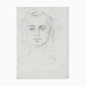 Barthus, Portrait of Frédérique, 1954, Original Drawing
