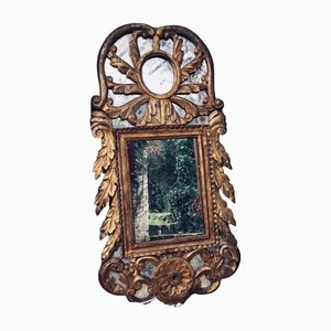 Italian Early 18th-Century Mirror with Hand-Carved Gilt Wood Frame