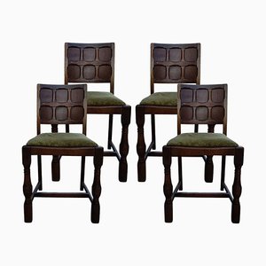 Mid-Century Solid Oak Dining Chairs, Set of 4