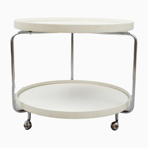 White Round Rollable Side Table