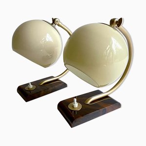 Art Deco Catalin Bakelite Glass Table Lamps, Set of 2