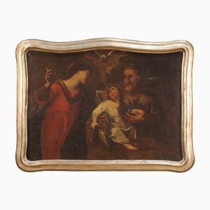 Holy Family, 17th-Century, Oil on Canvas, Framed
