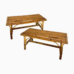 French Bamboo Benches, 1960s, Set of 2