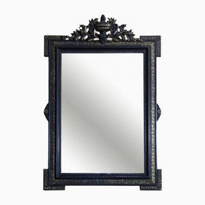 Large Antique Ebonised and Gilt Wall Mirror Overmantle, 19th Century