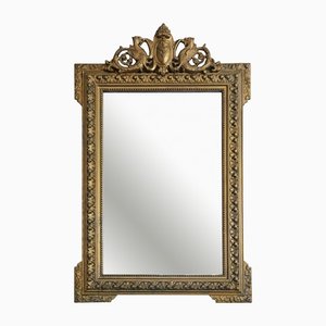Large Antique Gilt Wall Mirror Overmantle, 19th Century