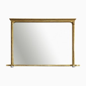 Large Antique Gilt Wall Mirror or Overmantle, 19th Century