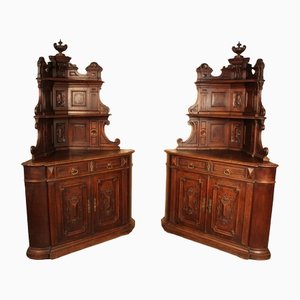 Large Corners of Castle Cabinets, Set of 2