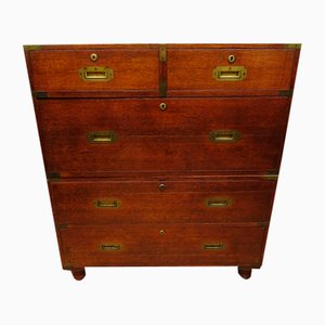 Oak Campaign Chest of Drawers in Two Parts by F Boswell