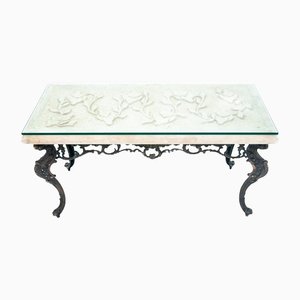Table With Carved Stone Top, Italy, 1950s
