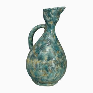 Vintage Ceramic Pitcher in Green and Blue