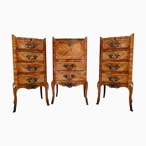 Commode à Tiroirs en Marbre et Marqueterie de Style Louis XV de la Fin du 19ème Siècle, France