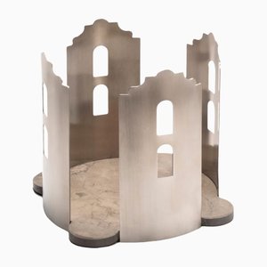 Centrotavola Quattro in marmo e acciaio di Gabriele D'angelo per Kimano
