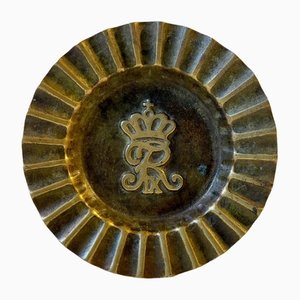 Art Deco Dish in Bronze with Royal Danish Cypher, 1940s