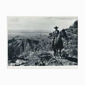 Cowboy and Countryside, USA, 1960s, Black & White Photograph